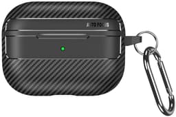 TPU Hoesje geschikt voor Apple AirPods Pro 3 | met Karabijnhaak | Carbon Textuur | Zwart — thumbnail 4