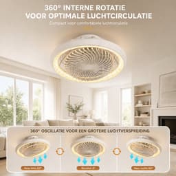 MUPOO Moderne plafondventilator met lamp 49 cm - stille LED plafondventilator met verlichting -app & afstandsbediening - dimbaar - 6 snelheden - 360° luchtcirculatie - slaapkamer woonkamer - — thumbnail 4