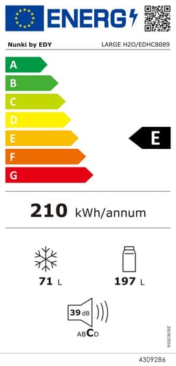 Nunki Large H2O – Koel-vriescombinatie – Waterdispenser – E-klasse – 268 liter – Bright Orange Gloss — thumbnail 2