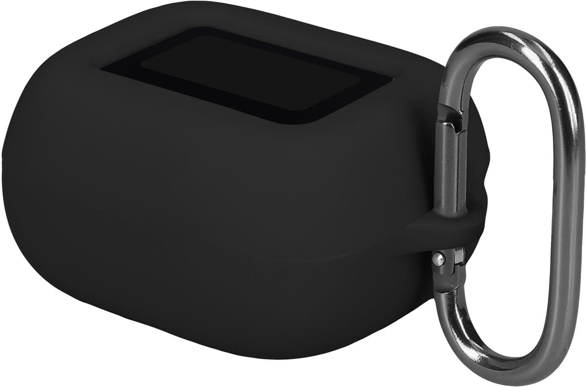 kwmobile cover voor oordopjes case - geschikt voor JBL Live Buds 4 / Beam 4 / Flex 4 - Trendy beschermhoes draadloze oordopjes in zwart — afbeelding 1