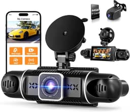 SnelShoppen - Draadloze Dashcam 2K + 1080p Panorama-opname met 360° Parkeerbewaking, Nachtzicht, Wifi 5GHz, 64GB Kaart - Ultragroothoeklens voor Volle — thumbnail 1