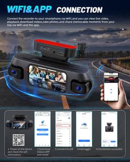 SnelShoppen - 360° Dashcam 4K voor Auto met WiFi, GPS, 1080P Interieurcamera, 64GB Geheugen, Compact en Onopvallend, Ideaal voor Veilig Autorijden — thumbnail 4