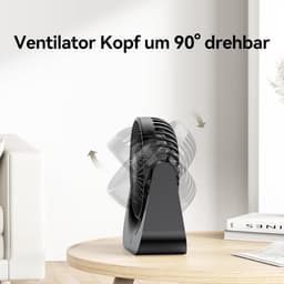USB Tafelventilator Stil – 5 Snelheden – 90° Draaibaar – Compact met 1,5 m Kabel – Zwart — thumbnail 3