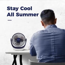 USB Tafelventilator Stil – 3 Snelheden – 360° Draaibaar – Compact en Opvouwbaar – Blauw — thumbnail 3