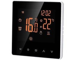 Slimme thermostaat, digitale temperatuurregelaar, bediening via Graffiti-app, touchscreen LCD-scherm