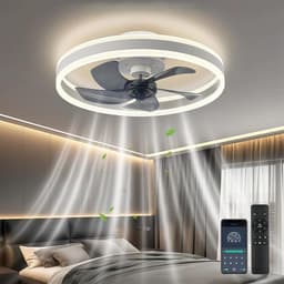 LED-plafondventilator met verlichting- platte plafondventilator met verlichting- 6 snelheden en omkeerbare windrichting voor alle seizoenen- dimbare LED- 40 cm — thumbnail 1