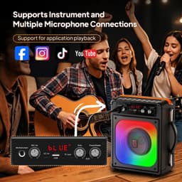 Velmio Karaoke Set - 2 Draadloze Microfoons – 500W - LichtFX & opnamefunctie - Verschillende aansluitingen - Karaoke set voor volwassenen — thumbnail 5