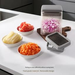 Groentehakselaar - Keuken Gadget - Voedselbereiding Vereenvoudigen - Roestvrijstalen Messen - 35x10x3cm - Grijs — thumbnail 3