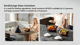 AF40 Glazen Airfryer 1500W – Heteluchtfriteuse met Touchscreen, 2 Glazen Schalen (1,4L & 3,8L) – Gezond Frituren zonder Olie – Compact Airfryer voor 1–4 Personen — thumbnail 5