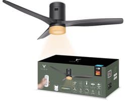 Varin® Smart Plafondventilator met verlichting - Ø 132cm - Zwart - LED CCT 18W - Super stil 20dB - 6 snelheden - Woonkamer - Slaapkamer - Tuya WiFi - App & Afstandsbediening — afbeelding 1