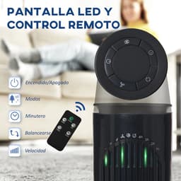 Zerova Torenventilator met Afstandsbediening - Ventilator Staand - Fan - Luchtverfrisser - 3 Snelheden - 45 W - Donkergrijs — thumbnail 5