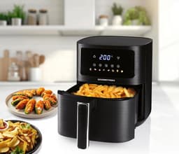 Heteluchtfriteuse - Airfryer Mini Oven - Vetarm Koken - 6 Functies 8 Programma's - 45 Liter - Mat Zwart — thumbnail 3