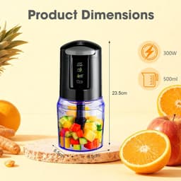 SnelShoppen - Multifunctionele Keukenmachine 300W - Elektrische Hakker, Uien Cutter en Mixer - 500ml Kom - Ideaal voor Vlees, Verse Kruiden en Pesto - — thumbnail 2