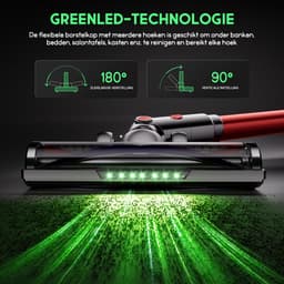 Hiaonyx steelstofzuiger - 9-in-1 steelstofzuiger draadloos - 75000pa - Met dierenborstel - LED Groene Stofdetectielamp - Geschikt voor Tapijten - Harde Vloeren en Dierenharen - 2-liter stofopvangbox - Rood — thumbnail 3