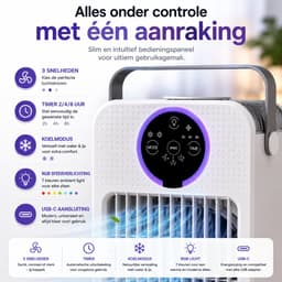 DreamGoods Aircooler - Verkoelen Met Water of IJs - 3-in-1 Luchtkoeler - Koelen, Ventileren & Bevochtigen - 700ML Watertank - Aircooler met Koelelementen - Air Cooler - Ventilateur - Mobiele Airco - Mini Airco zonder Afvoerslang - Koelventilator — thumbnail 5