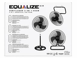 Equalize Ventilator 3 in 1 - 80 watt - Industrial - Zeer Krachtige Ventilator - Statief, ophangen of neerzetten - Kop van 45cm - RVS - — thumbnail 2
