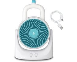 Mini airco luchtkoeler USB draagbaar met 3 snelheden, LED verlichting, ijsbakjes en verstelbare luchtstroom