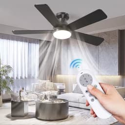 Plafondventilator Ø105 cm - 3 Temperaturen - Fluisterstil - Met Afstandsbediening - 6 Snelheden - Timer - Zomer/Winter functie - Zwart - 40W — thumbnail 1