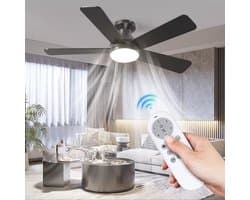 Plafondventilator Ø105 cm - 3 Temperaturen - Fluisterstil - Met Afstandsbediening - 6 Snelheden - Timer - Zomer/Winter functie - Zwart - 40W — afbeelding 1