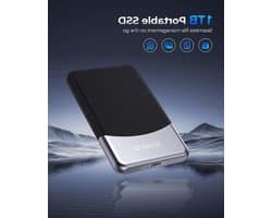 Externe SSD - Snelle Opslag - Bestanden Overzetten - 5Gbps Data Transfer - 1 TB - Zwart