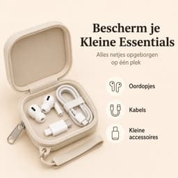 Siliconen Oordopjes Etui - Oortjes Opberghoesje met Rits - Voor Oortjes, Laadkabels, USB-kabels en Sleutels - Compacte Opbergcase 9 x 9 x 3 cm - Wit — thumbnail 4