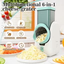 Elektrische groentesnijder - Keuken rasp - Snel eten bereiden - 6-in-1 functies - 12 x 17 x 28 cm - Wit — thumbnail 2