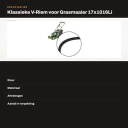 V-riem Neopreen 17 mm - Buitenomtrek 1085 mm - Binnenomtrek 1016 mm - Geschikt voor Grasmaaiers - Eenvoudig te Installeren - Hoge Betrouwbaarheid - Grasmaaier Riem — thumbnail 4
