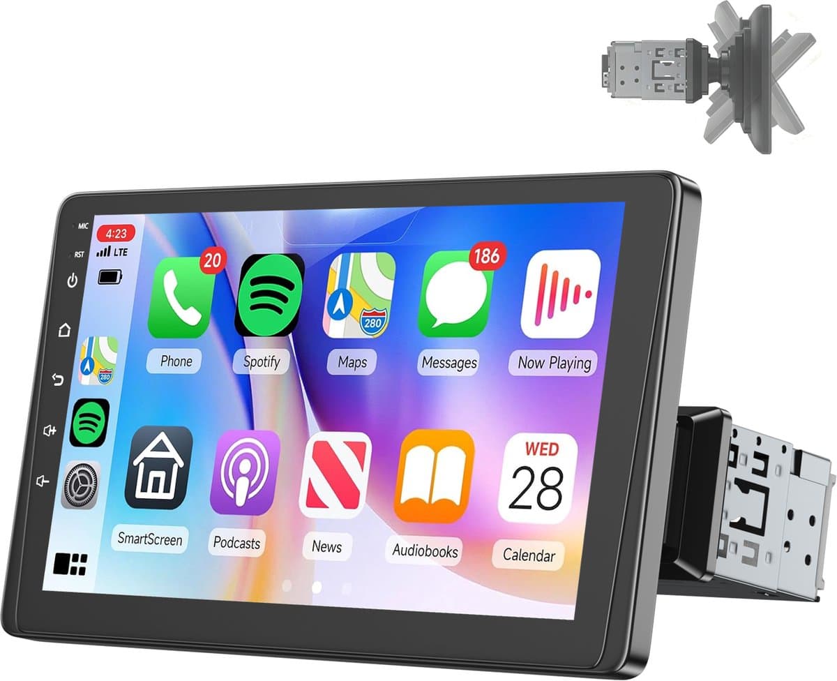 ESSGOO 1Din Autoradio - Apple Carplay & Android Auto - 9 inch HD verstelbaar scherm - USB, Aux, Bluetooth - Verstelbaar Display — afbeelding 1