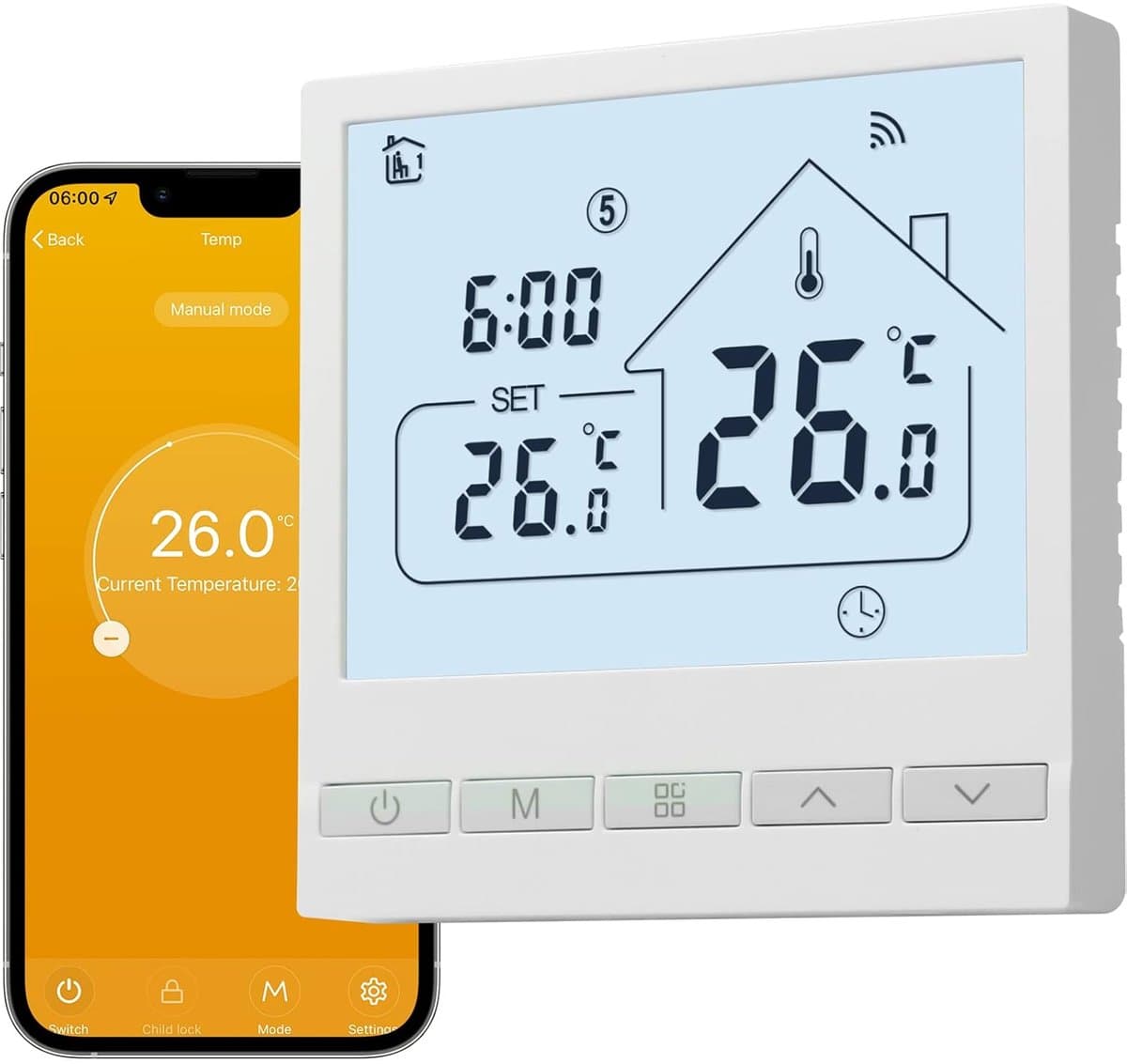 WIFI Verwarmingsthermostaat - Tuya Slimme Thermostaat - Digitale Kamerthermostaat - Voor Gasboiler en Vloerverwarming - Compatibel met Alexa en Google Assistant - 3A — afbeelding 1