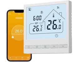 WIFI Verwarmingsthermostaat - Tuya Slimme Thermostaat - Digitale Kamerthermostaat - Voor Gasboiler en Vloerverwarming - Compatibel met Alexa en Google Assistant - 3A