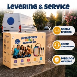 DUTCHPOWER Karaoke Set met 2 Draadloze Microfoons - Blauw - Bluetooth 5.3 Speaker - USB-C Oplaadbaar - LED Lichteffecten — thumbnail 3