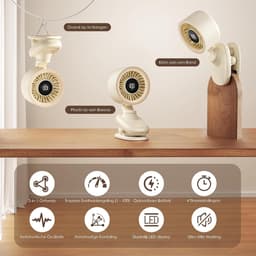 Clipventilator – Oplaadbare USB Tafelventilator – Fluisterstil – Oscillerend – Timer – 3600 mAh – Wit — thumbnail 5