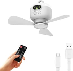 ZRNS® Plafondventilator met Verlichting - Plafondlamp met Ventilator - Super stil - Voor Thuis en Camping — thumbnail 1