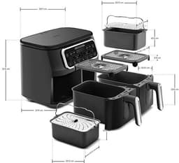 Karaca Air Pro Cook Duo XXXL Airfryer 8L – Dubbele Lade – 1700W – 2×4L – Zwart/Chroom – Gezond Frituren — thumbnail 4