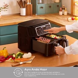 Karaca Air Pro Cook Duo XXXL Airfryer 8L – Dubbele Lade – 1700W – 2×4L – Zwart/Chroom – Gezond Frituren — thumbnail 3