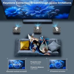 SnelShoppen - Draagbare Miniprojector 4K 1080p Full HD, Wifi 6, Bluetooth 5.0, 180 Graden Rotatie, Automatische Keystone-Correctie voor Thuisbioscoop, — thumbnail 4