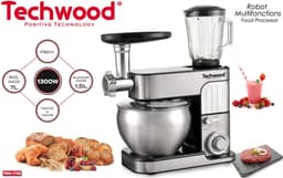 SnelShoppen - Multifunctionele Keukenmachine 7L, 1300W, RVS Kom, Blender en Hakmolen voor Keuken, Roestvrij Staal, Perfect voor Koken en Bakken — thumbnail 3