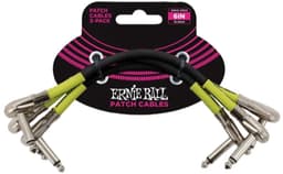 Ernie Ball Patchkabel - 3-Pack - Flat Haaks/Flat Haaks - 15 cm - Zwart - Laagbouwende Connectoren - Dubbelgeleider - Meervoudige Afscherming — thumbnail 3