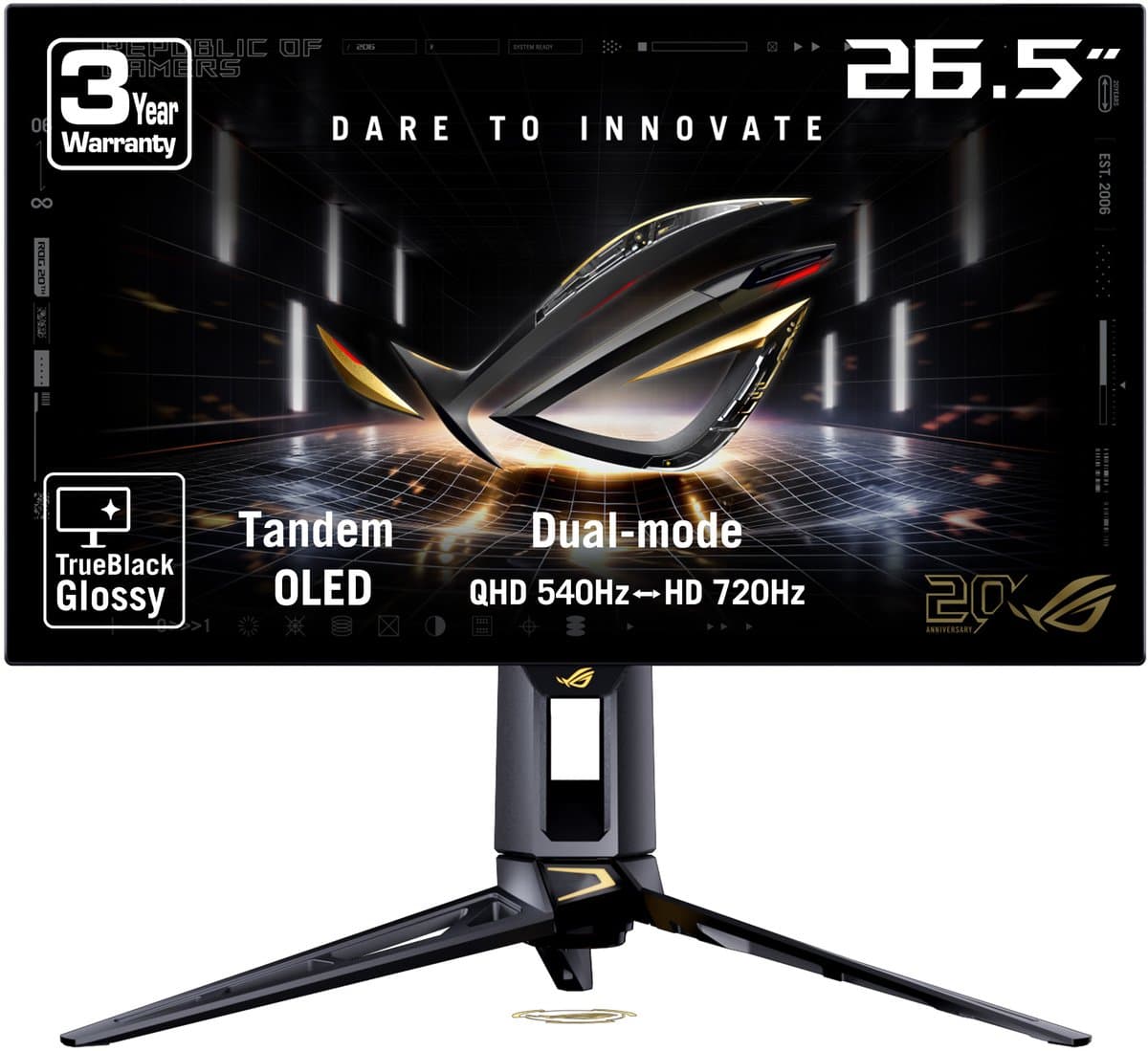 ASUS ROG Swift OLED PG27AQWP-G EDITION 20 - QHD Tandem OLED Monitor - Next Gen OLED - TrueBlack Glossy - 540hz - 27 inch — afbeelding 1