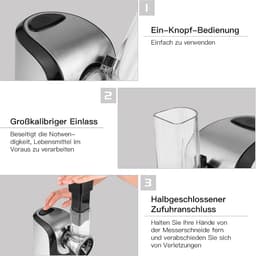 Elektrische Groentesnijder - Keuken rasp - Snel Groenten Snijden - Vijf Kegelmessen - 150 Watt - Zilver Zwart — thumbnail 5