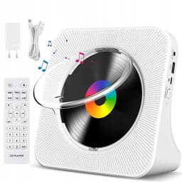 Draagbare CD Speler - 5-in-1 CD Speler Bureau - Multifunctionele - Bluetooth - FM Radio - USB - AUX - Afstandsbediening - Voor Slaapkamer en Woonkamer - Wit — thumbnail 1