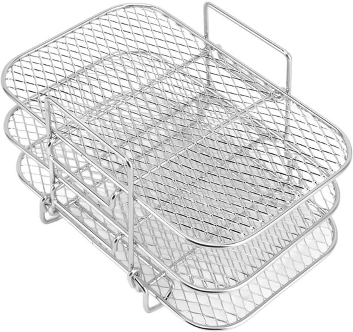 Air Fryer Rack 3-laags - Roestvrij Staal - Stapelbaar - Magnetron/Oven Veilig - Geschikt voor Bakken - Verbeterde Luchtcirculatie - Kookrek — afbeelding 1
