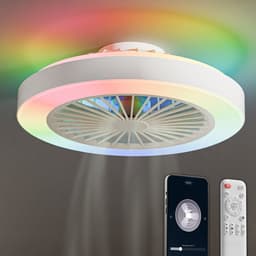 Avacy Plafondventilator met Verlichting - Plafondlamp Ventilator - Plafonniere - LED RGBW - Tuya Wifi Smart - Afstandsbediening - ⌀ 50cm - Wit — thumbnail 1