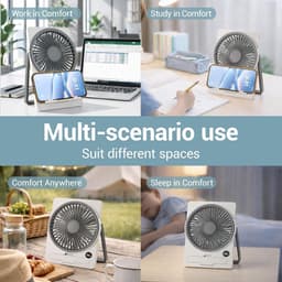 Oplaadbare Tafelventilator USB – 5 Snelheden – Opvouwbaar – Telefoonhouder – Stil – Draagbare Mini Ventilator — thumbnail 3