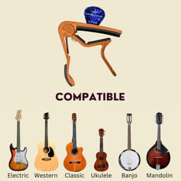 3-1 Luxe Houten Capo – Universele Gitaar Capo met Plectrumhouder – Akoestisch, Elektrisch, Klassiek, Ukulele & Mandoline — thumbnail 3