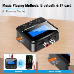Bluetooth 5.3 Receiver Transmitter, draadloze audio-adapter, 2-in-1 Bluetooth zender met bypass Low Latency On/Off Switch Display 3,5 mm AUX Optical RCA voor TV Stereo — thumbnail 2