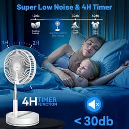 Vloerventilator - 23 cm - Stil - USB-opladen - Afstandsbediening (wit) — thumbnail 2