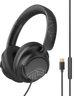 PowerLocus Pwired - Koptelefoon met Draad USB-C - Microfoon - Inklapbaar - Over-Ear Hoofdtelefoon met Kabel - Comfortabele Pasvorm - Zwart — thumbnail 1