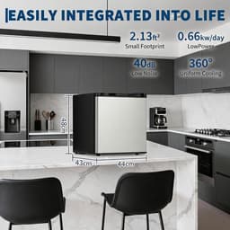 Minikoelkast met Vriesvak 45 Liter – Compacte Koelkast voor Slaapkamer, Studentenkamer en Kantoor – Regelbare Thermostaat – Uitneembare Glazen Legplank – Fluisterstil & Energiezuinig (Energieklasse E) — thumbnail 2