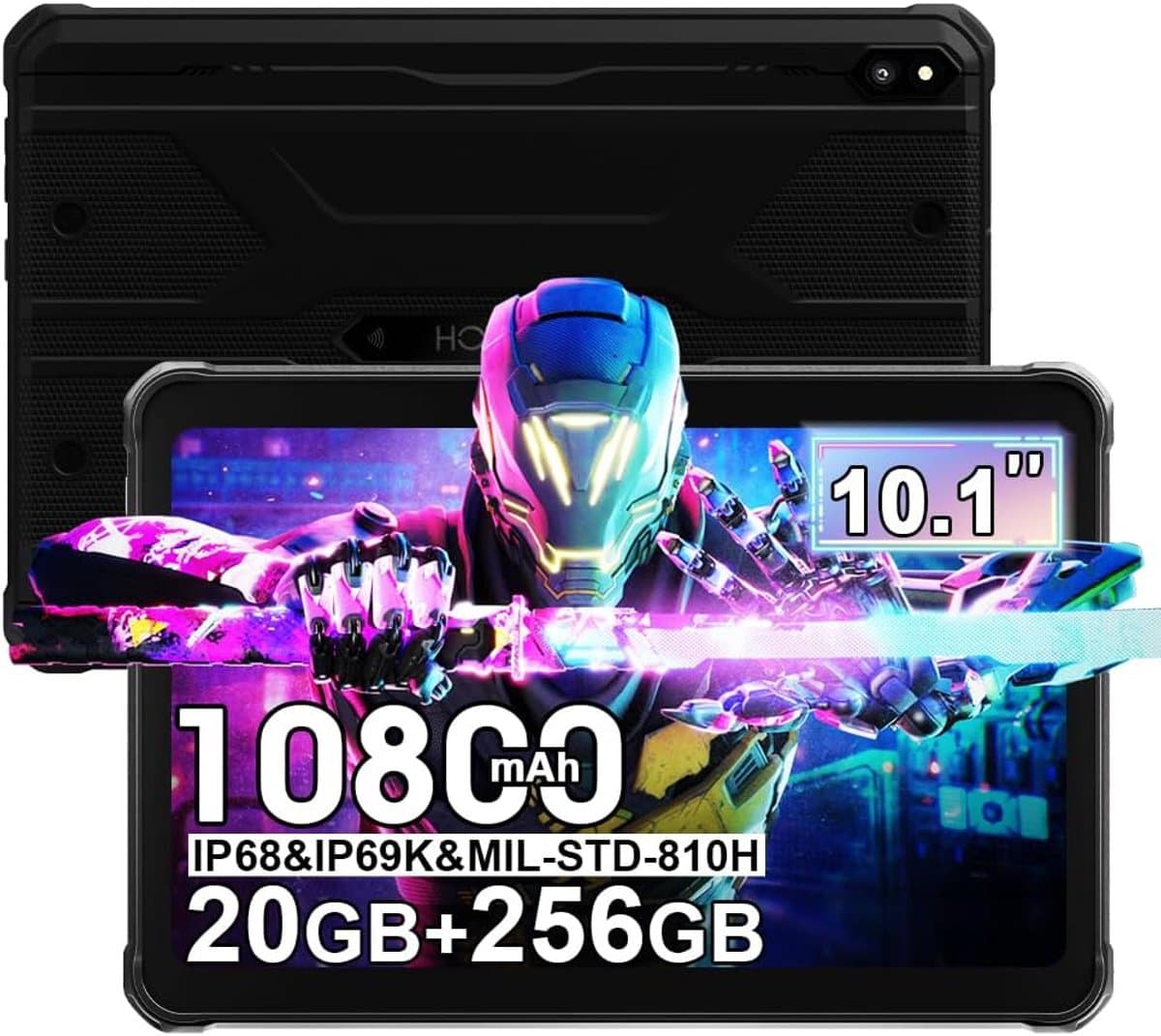 SnelShoppen - Rugged Outdoor Tablet 10.1 Inch, 20GB + 256GB/1TB, IP68/IP69K Waterdicht, Android 14, 10800mAh Batterij, Dual SIM/4G LTE/5G — afbeelding 1
